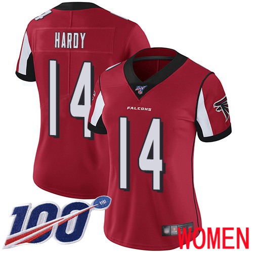 Atlanta Falcons Limited Red Women Justin Hardy Home Jersey NFL Football #14 100th Season Vapor Untouchable